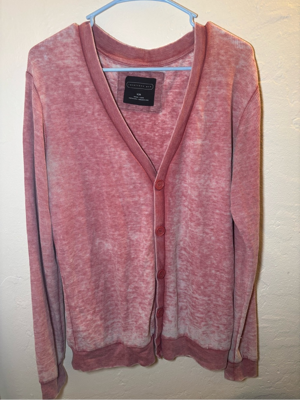 Distressed Pink Button-Front Women's Cardigan